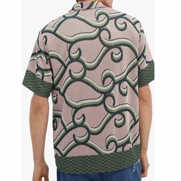 Scotch & Soda Jacquard Knit Button Up Lightweight Green Shirt Size Small - Picture 2 of 8